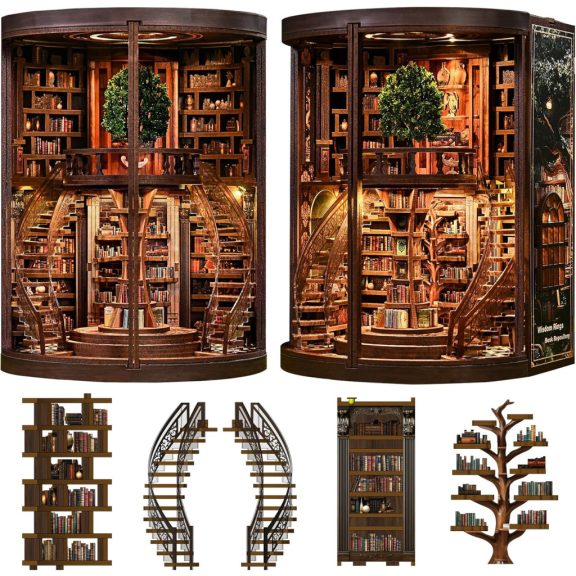 "Bölcsesség évgyűrűi" könyvtár DIY miniatűr ház "Bölcsesség évgyűrűi" könyvtár DIY miniatűr ház