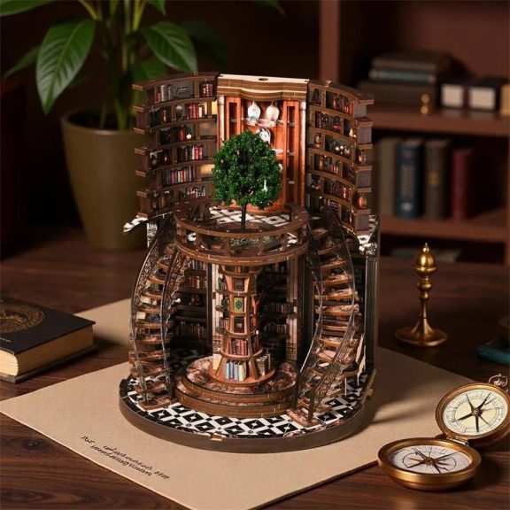 "Bölcsesség évgyűrűi" könyvtár DIY miniatűr ház "Bölcsesség évgyűrűi" könyvtár DIY miniatűr ház