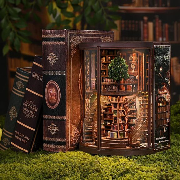 "Bölcsesség évgyűrűi" könyvtár DIY miniatűr ház "Bölcsesség évgyűrűi" könyvtár DIY miniatűr ház