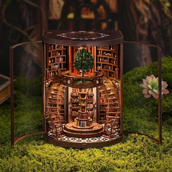 "Bölcsesség évgyűrűi" könyvtár DIY miniatűr ház "Bölcsesség évgyűrűi" könyvtár DIY miniatűr ház