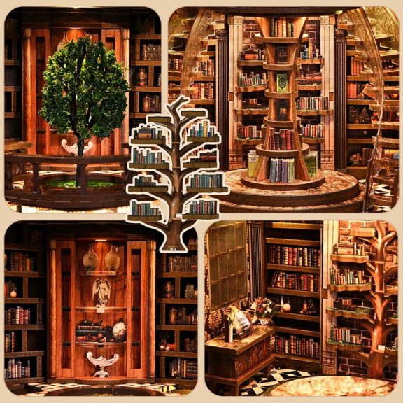 "Bölcsesség évgyűrűi" könyvtár DIY miniatűr ház "Bölcsesség évgyűrűi" könyvtár DIY miniatűr ház