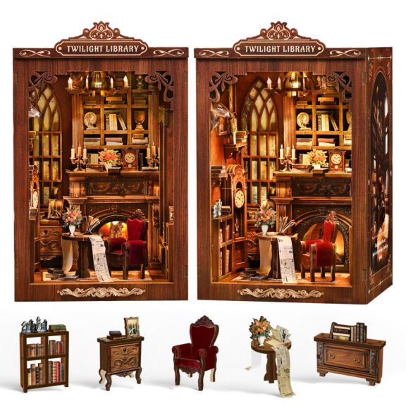 Alkonyat könyvtár DIY miniatűr ház Alkonyat könyvtár DIY miniatűr ház
