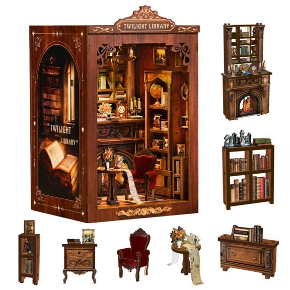 Alkonyat könyvtár DIY miniatűr ház Alkonyat könyvtár DIY miniatűr ház