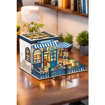 Santorini napfényes kávézó DIY miniatűr ház