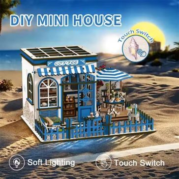 Santorini napfényes kávézó DIY miniatűr ház