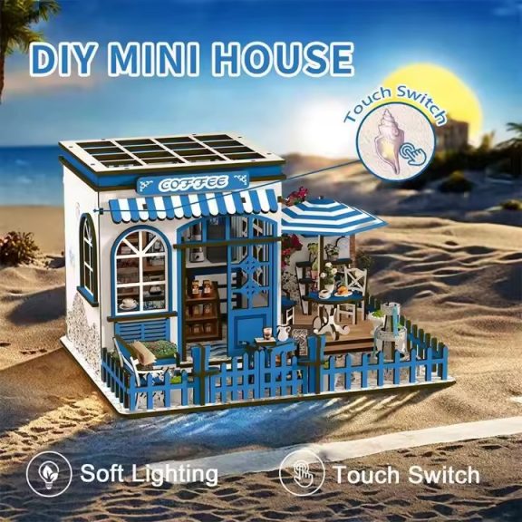 Santorini napfényes kávézó DIY miniatűr ház