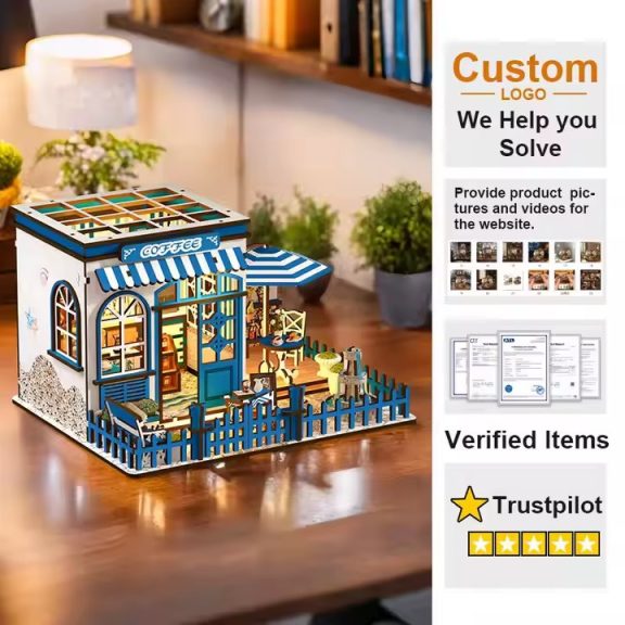 Santorini napfényes kávézó DIY miniatűr ház