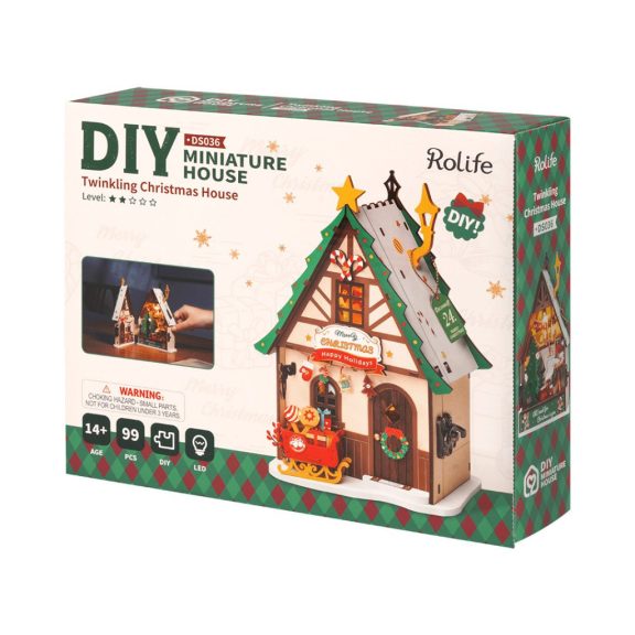 Világító karácsonyi házikó DIY miniház
