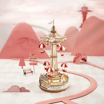 Ejtőernyős torony körhinta mechanikus music box