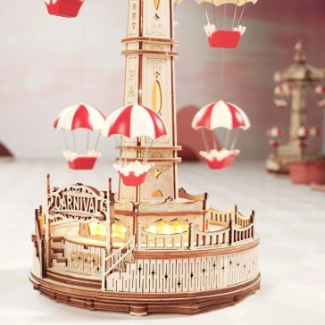 Ejtőernyős torony körhinta mechanikus music box