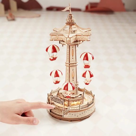 Ejtőernyős torony körhinta mechanikus music box Ejtőernyős torony körhinta mechanikus music box