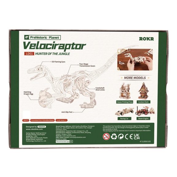 Velociraptor mechanikus 3D Puzzle