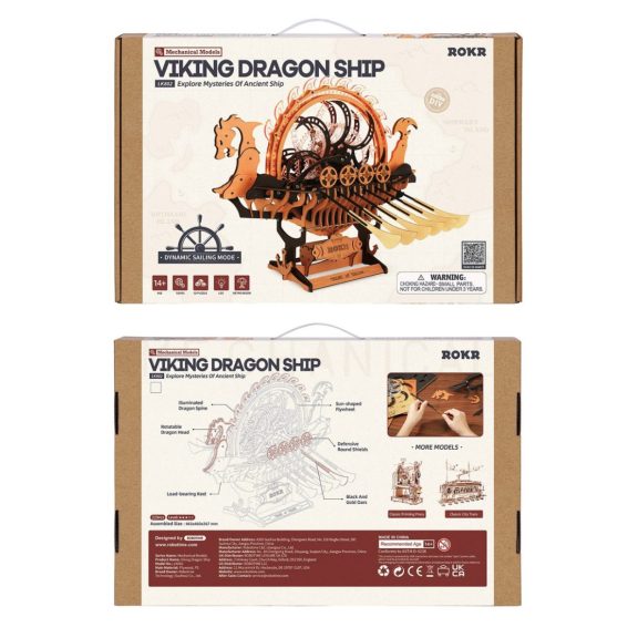 Viking sárkányhajó 3D Puzzle mechanikus Viking sárkányhajó 3D Puzzle mechanikus