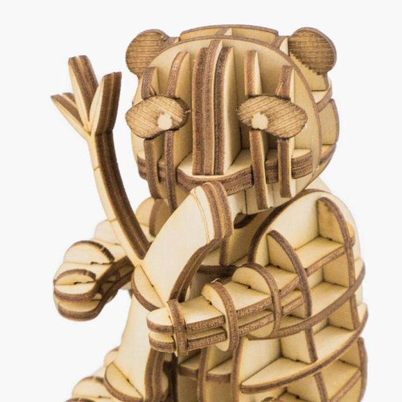 Panda 3D puzzle fából