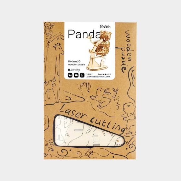 Panda 3D puzzle fából